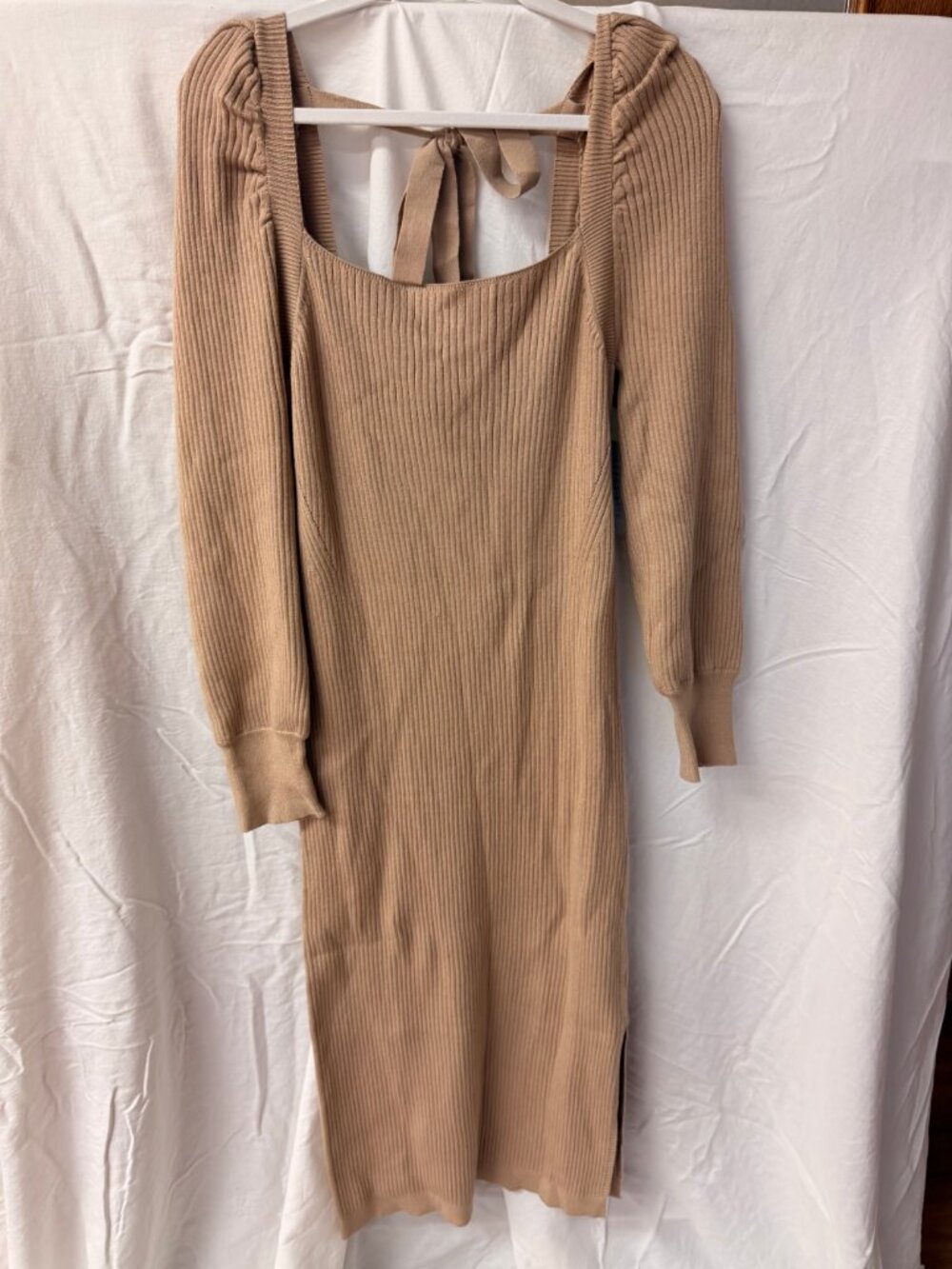 Charles Henry Square Neck Tie Back Puff Long Sleeve Sweater Dress NWT XL - Picture 2 of 9